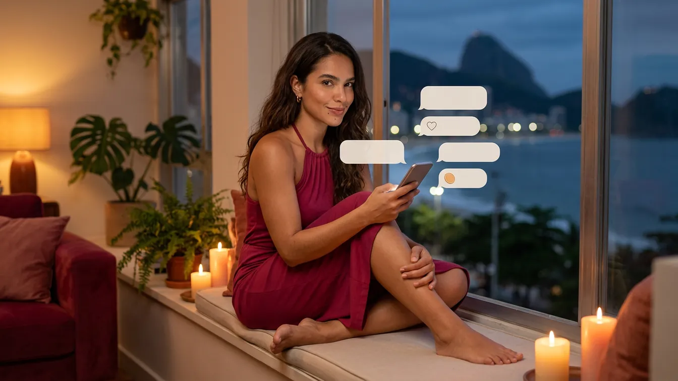 Adulto olhando a tela do celular enquanto compara planos de assinatura em casa (imagem gerada por IA)