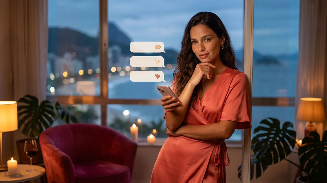 Adulto sentado à mesa olhando o celular enquanto compara planos de assinatura (imagem gerada por IA)