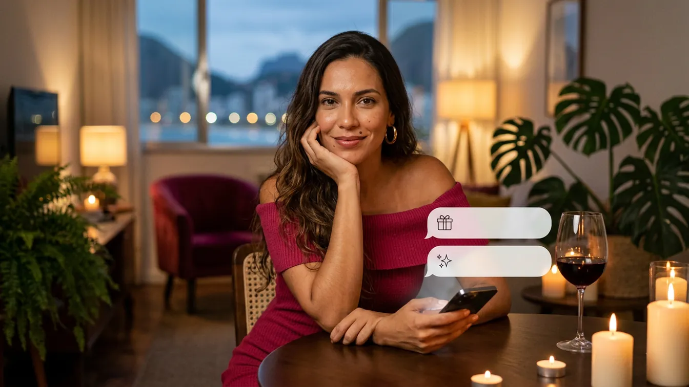 Adulto olhando o celular em casa para comparar planos e preços de um app (imagem gerada por IA)